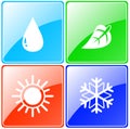 Drop, sun, snowflake, leaf button