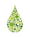 Drop symbol with environmental icons Royalty Free Stock Photo