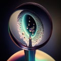 Drop of water with bacterias and peak of needle inside it. Generative AI