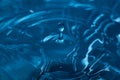 Drop of water. Blue water drop. Falling water. Water splash close-up Royalty Free Stock Photo