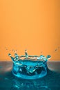 Drop of water, blue water drop, water splash close-up Royalty Free Stock Photo
