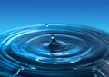 Drop of water. Blue water drop. Falling water. Water splash close-up Royalty Free Stock Photo