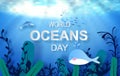 Drop of water concept of World Oceans Day. Celebration dedicated to help protect sea earth and conserve water ecosystem. Blue Royalty Free Stock Photo