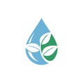 Drop Water Green Leaves Logo Template Illustration Design. Vector EPS 10 Royalty Free Stock Photo