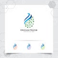 Drop water logo design with concept of droplet water icon with green ecology vector used for mineral water company and plumbing Royalty Free Stock Photo