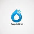 Drop in drop water logo vector, icon, element, and template for company