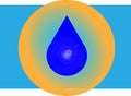 A drop of water in an orange circle.