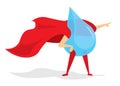 Drop of water super hero with cape Royalty Free Stock Photo