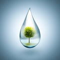 Drop of water with tree inside