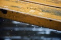 Drop of water on wood with raindrop