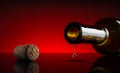 Drop wine stopper bottle movement red background Royalty Free Stock Photo