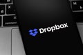 Dropbox logo mobile app on screen smartphone