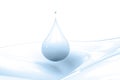 Droplet of blue milk on white background