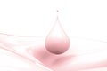 Droplet of pink milk on white background