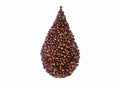 Droplet shape made from coffee roast beans.