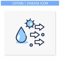 Droplet spread line icon. Editable illustration