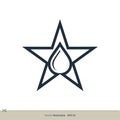Droplet and Star Line Art Vector Icon Logo Template Illustration Design. Vector EPS 10 Royalty Free Stock Photo