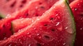 Droplets of Freshness: Vibrant Close-Up Macro Shot of Ripe Watermelon Peel with a Fruitful Twist