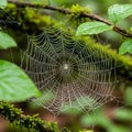 The droplets glisten, highlighting the geometric pattern of the web Royalty Free Stock Photo