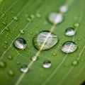 Droplets magnify the intricate patterns of the leaf, creating Royalty Free Stock Photo