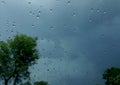 Droplets of Rain on Car Windshield