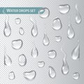 Droplets of water on a transparent background. Vector illustration