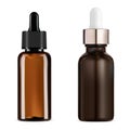 Dropper bottle. Amber glass cosmetic serum bottle