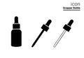 Dropper Bottle Cosmetic icon Silhouette Black and outline isolated on white background vector Illustration. Health Care, Medicine Royalty Free Stock Photo