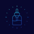 dropper bottle line vector icon on dark Royalty Free Stock Photo