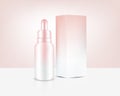 Dropper Bottle Mock up Realistic Rose Gold Perfume oil Cosmetic, and Box for Skincare Product Background Illustration. Health Care