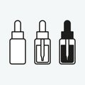 Dropper essence serum or essential oil bottle with pipette thin line icon. Health and Medical collection vector illustration. Royalty Free Stock Photo