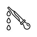 Black line icon for Dropper, pipette and droplet
