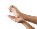 Dropper in woman hand isolated with clipping path Royalty Free Stock Photo