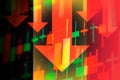 Dropping arrows showing decreasing trend in economy or downtrend on the stock exchange in Belgie