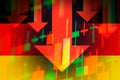 Dropping arrows showing decreasing trend in economy or downtrend on the stock exchange in Germany