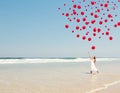 Dropping ballons in the sky Royalty Free Stock Photo