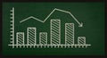 A dropping Chart, on green colored blackboard.Copy space Royalty Free Stock Photo