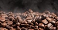 Dropping coffee beans on coffee cup