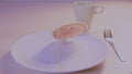 Dropping a pancake on a plate in slow motion