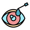 Dropping remedy into the eye icon color outline vector