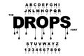 Drops art. Water drop.Vector of modern bold font and alphabet.