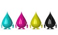 Drops characters of CMYK colors Royalty Free Stock Photo