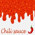 Drops of chili sauce. Vector seamless banner. Wrapping of packages