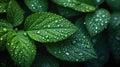 drops of clean water on lush green leaves, symbolizing life and renewal, concept World Water Day, banner Royalty Free Stock Photo