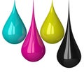 Drops of CMYK colors Royalty Free Stock Photo