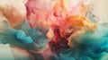 Drops of colorful paint in water. Whirlpool of splashes, clouds and waves in motion. Colorful smoke cloud, underwater abstract Royalty Free Stock Photo