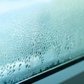 Drops of condensation on the glass of a metal-plastic window. Greenhouse effect