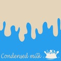 Drops of condensed milk. Vector seamless banner. Wrapping of pac