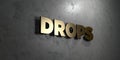 Drops - Gold sign mounted on glossy marble wall - 3D rendered royalty free stock illustration