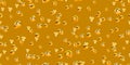 Drops of golden liquid on a yellowish background. Seamless background of transparent drops. Vector illustration